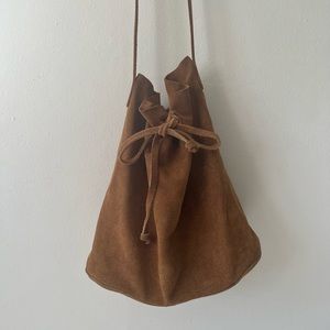 Bucket bag with long strap. 12” wide
